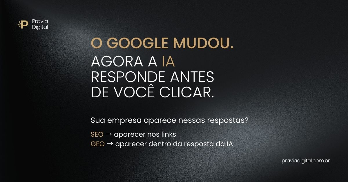 GEO vs SEO: IA responde antes você clicar - ChatGPT, Perplexity e Gemini mudam a forma de buscar. Sua empresa aparece nessas respostas?